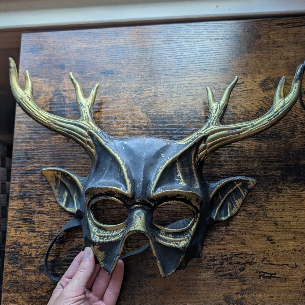 Deer Elk Horned Haunted Animal Spirit Half Mask